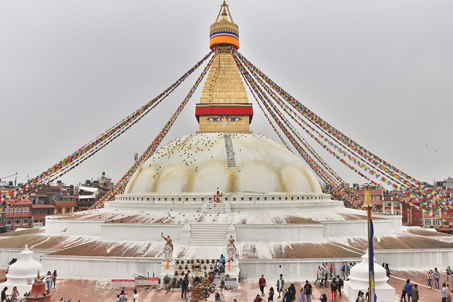 Boudhanath Stupa in Kathmandu during a festival day