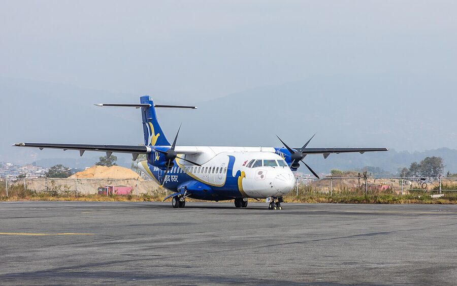 Buddha Air ATR 42-320 aircraft on the Tribhuvan International Airport ramp