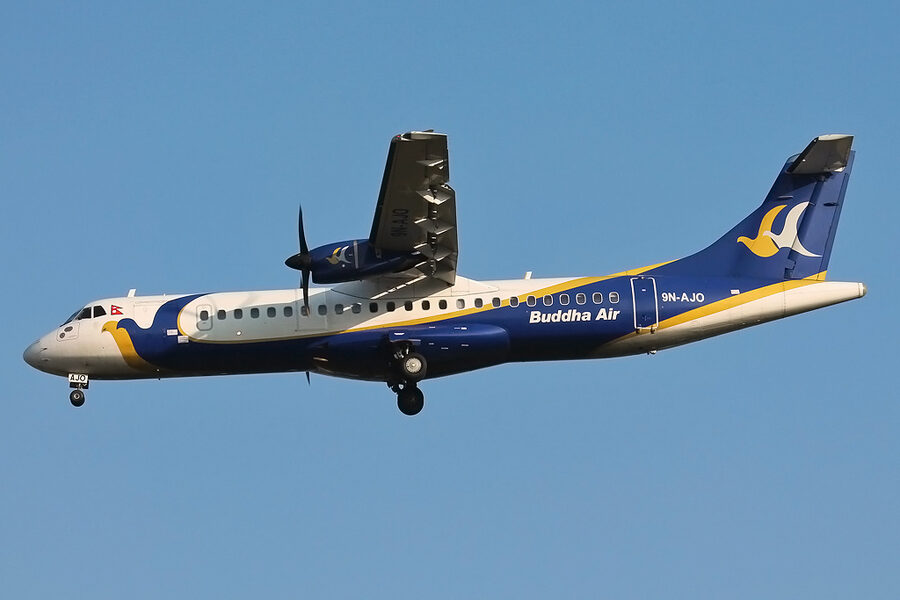 Buddha Air ATR 72 on final approach to Tribhuvan International Airport