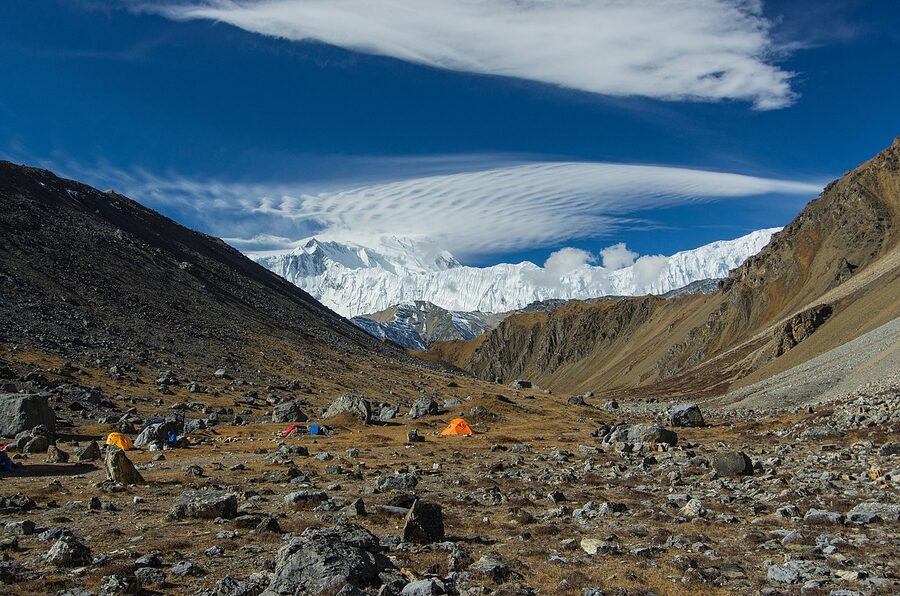 Base camp setup in the Annapurna region