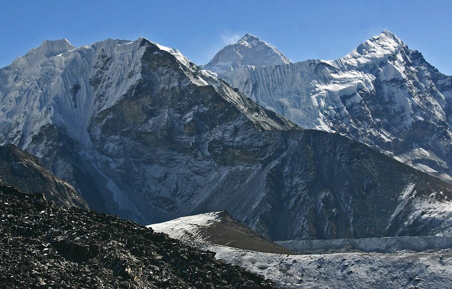 Island Peak (Imja Tse) in the Khumbu region with Makalu behind