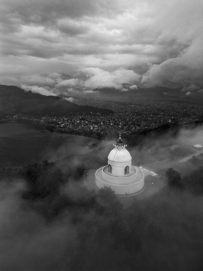 World Peace Pagoda above Phewa Lake in Pokhara
